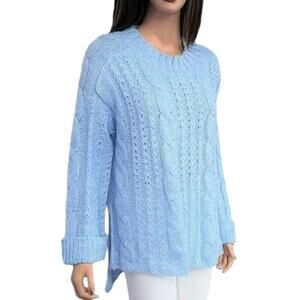 New! Michelle Nicole Cozy Soft Cable Knit Hi-Low Hem Side Slits Tunic Sweater